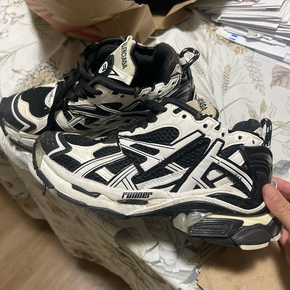 Balenciaga Black and White Athletic Sneakers